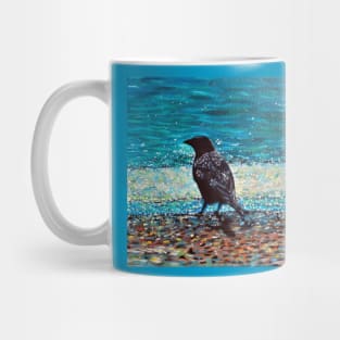 Crow on the Beach Painting Mug